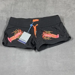 Les Canebiers Swim Shorts Womens XS Black Lobster Embroidered Trunks Drawstring - Picture 1 of 9