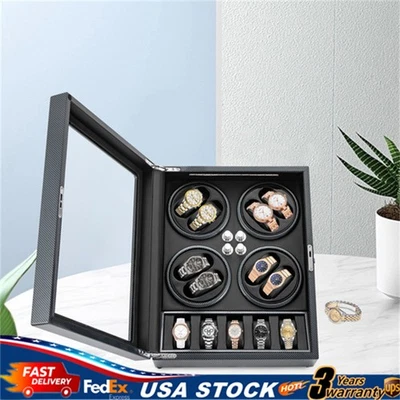 Caja enrolladora de 8 relojes rotación automática con estuche de almacenamiento de pantalla de 5 relojes luz LED Foto 1 de 4