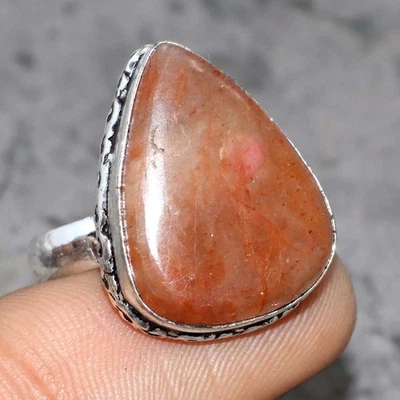 925 Silver Plated Sunstone Ring Handmade Gemstone Jewelry Size US 8 GW - Image 1 of 3