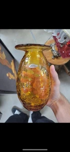 Blenko 2120s Vase. Topaz Crackle. 7” - Picture 1 of 3