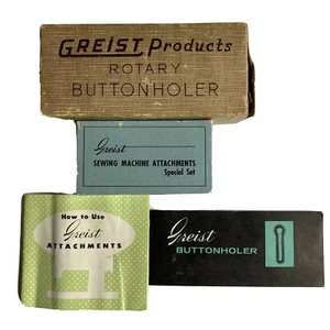 Lote vintage GREIST 1957 ojal giratorio y accesorio especial para máquina de coser - Imagen 1 de 12