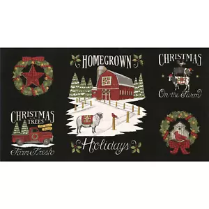 Homegrown Holidays Farm Christmas Fabric Quilt Panel, Deb Strain MODA #19940-14 - Picture 1 of 2