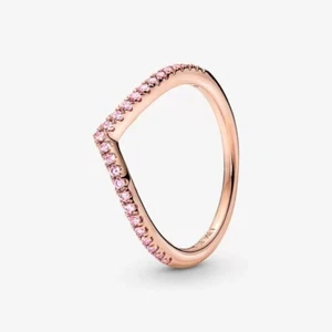 Pandora Timeless Rose Gold Plated Sparkling Pink Wish Ring 186316C02-56 Size 7.5 - Picture 1 of 2