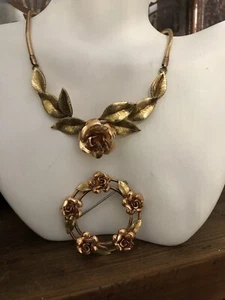 Vintage, seltener Fund signiert Krementz Gold Filled Halskette und Brosche Anstecknadel - Bild 1 von 11