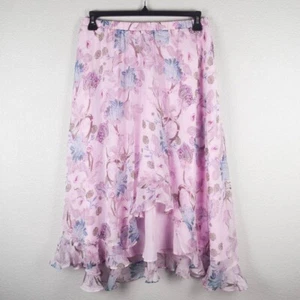 Vince Camuto Damen M lila rosa Blumen Hi Low Rock Flatter Rüschenbesatz Midi - Bild 1 von 5