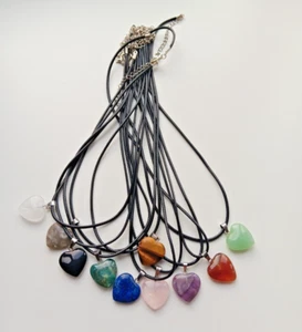 10 x Mixed Heart Crystal Pendant Necklaces 10 different Crystals Wholesale - Picture 1 of 3