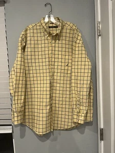Nautica 100% Cotton Yellow Button Down Long Sleeve Plaid XXL - Picture 1 of 7