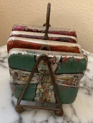 Juego de posavasos artesanales patrones caprichosos 4"x4" Emily Little - Little e Studio Foto 1 de 4