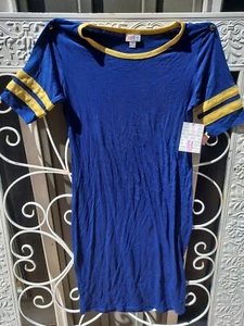 Lularoe Julia Med Baseball Short Sleeve Midi Pencil Fitted Casual Shirt Dress  - Picture 1 of 3