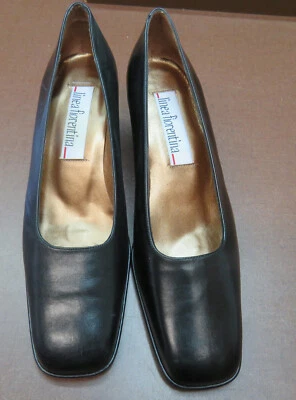 Linea Fiorentina Italia: Zapatos Tacón Mujer Negro, Oro Innenleder Talla 41 Neu - Imagen 1 de 4