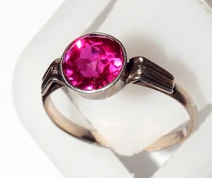 Vintage RING silver 875 star stamp SIZE 7.5 Ruby corundum 1.92g USSR - Picture 1 of 11