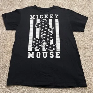 RARA Camisa Disney Mickey Mouse Para Hombres Pequeña Negra Blanca Retro Gráfico Estrellas Bandera - Imagen 1 de 10