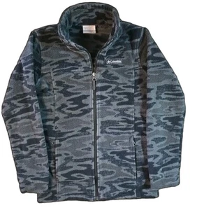 COLUMBIA Youth Boys Medium (10-12) Camo Printed Fleece Full Zip Grey - Picture 1 of 8