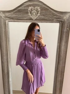 ZARA MAUVE LILAC PLUMETIS DRESS BLOGGERS 8741/259 SIZE XS - Imagen 1 de 12