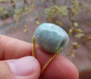 Natural Green Jade A Jadeite Pendant Bead Bean Circle Donut LuLuTong & Necklace - Picture 1 of 4
