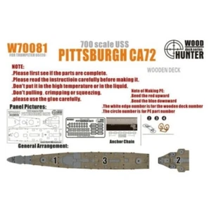 Hunter W70081 1/700 Wood Deck USS PITTSBURGH CA72 FOR TRUMPETER 05726 - Picture 1 of 2