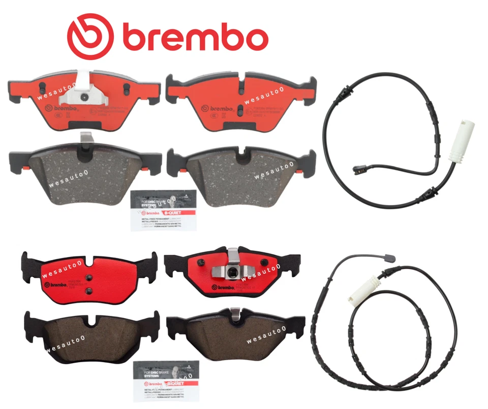 Juego de pastillas de freno delanteras y traseras Brembo de cerámica + sensor para BMW 128i 10-13 Foto 1 de 1