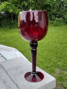 Vintage Large 13" Blenko Regal Line Ruby Red Glass Chalice Vase Excellent - Picture 1 of 3