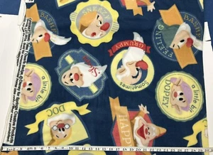 NEW Fleece fabric by the yard - 2014 Disney Classic Tales 7 Dwarfs Badge - 58” W - Picture 1 of 4
