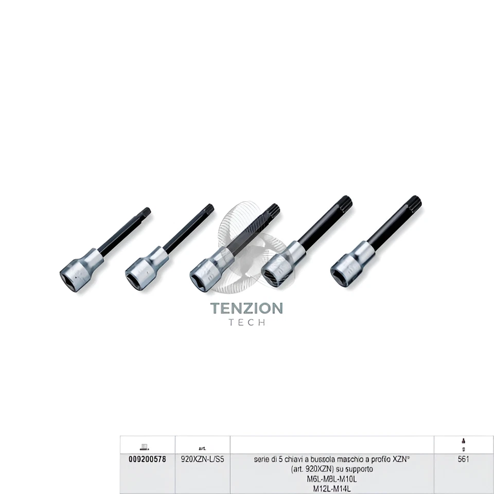 Set 5 Chiavi A Bussola Lunghe Maschio XZN 1/2" M6L-M14L - Beta 920XZN-L/S5 - Immagine 1 di 1