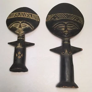 2 African Fertility Dolls Made In Ghana. Home-decor,Tribal,wood Mask - Bild 1 von 11