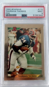 1992 BOWMAN GOLD FOIL #112 THURMAN THOMAS PSA 9 MINT BILLS HOF POP 4 NONE HIGHER - Picture 1 of 2