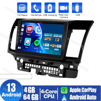 4+64GB Android 13 Apple Carplay For Mitsubishi Lancer 2008-2017 Car Stereo Radio - Image 1 of 4