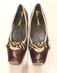 MANAS DESIGN DISTRESSED HELLBRAUNE LEDERSCHUHE KÄTZCHEN ABSÄTZE GRÖSSE UK 4EU 37 DAMEN - Bild 1 von 10