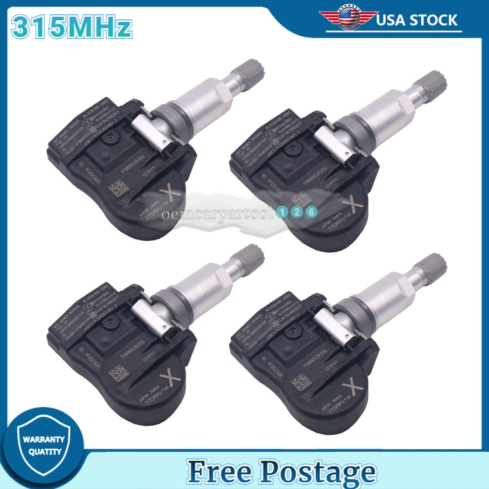 Juego (4) Sensor de monitoreo de presión de neumáticos para Nissan Sentra Versa 2012-19 315 MHz Foto 1 de 4