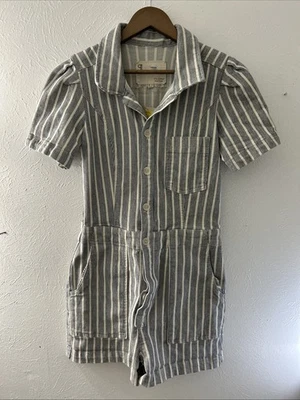 ANTHROPOLOGIE Pilcro The Kit Mameluco Utilitario Crema Y Demin Rayas Talla 10 NUEVO Foto 1 de 4