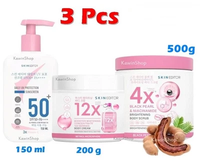 Skin Editor Booster Cream + Black Pearl Coffee Body Scrub + Sunscreen SPF50 PA++ - Image 1 of 4