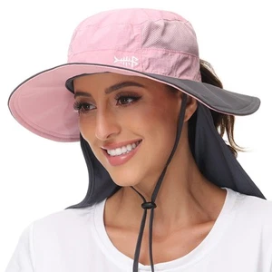 Women UPF 50 Sun Hat with Ponytail Hole Neck Flap Water Resistant Fishing Out... - Picture 1 of 7