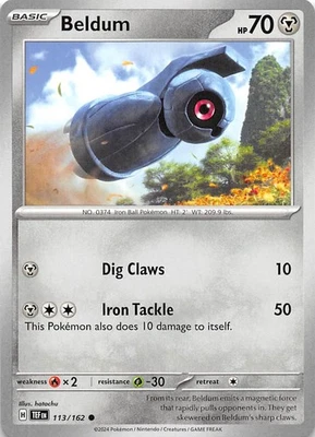 Beldum 113/162 SV05 Temporal Forces Pokemon 007734 - Image 1 of 2