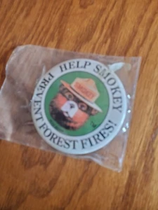 De colección Smokey The Bear Ayuda a Smokey Prevenir Incendios Forestales 3" Pin Botón Trasero Nuevo de Lote Antiguo - Imagen 1 de 2