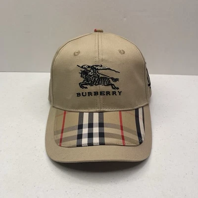 Gorra de béisbol Burberry caqui tostada bordada TB monograma vintage sombrero de algodón Foto 1 de 4