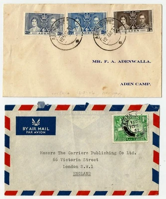 Aden 2 covers, 1937 Coronation FDC from 'Aden Camp' sent locally, backside with - Image 1 of 2