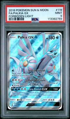 2018 POKEMON FORBIDDEN LIGHT PALKIA GX #119 FULL ART PSA 9 MINT #113382769 - Image 1 of 2