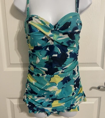 Traje de Baño Shore Shapes Talla 8 Volantes Falda Una Pieza Adelgazante Acanalado Vibrante Foto 1 de 4