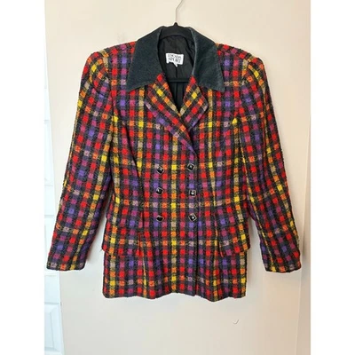 Blazer Escada Sport Vintage Colorido Tweed Doble Pecho Mediano Años 80 90 Foto 1 de 4