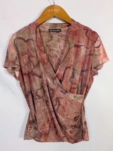 Y2K Wrap Top Women's L/XL Dusty Pink Glitter Stretchy Fairy Grunge V Neck - Picture 1 of 8