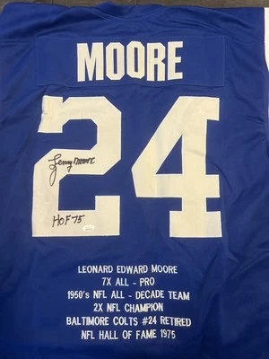 Lenny Moore Autographed Blue Pro STAT Style Jersey w/HOF-JSA - Image 1 of 3
