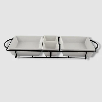 Gibson Elite Black Gracious Dining 5-Piece Serving Tray Set - Image 1 of 2
