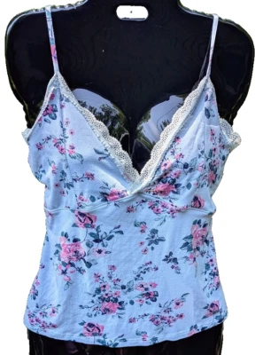 Jessica Simpson Y2K 婴儿娃娃背心 L 码花卉玫瑰 Coquette Fairy Cottage — 第 1/4 张图片