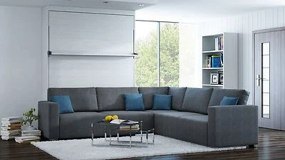 Schrankbett Wandbett mit Sofa Ecke Leggio Linea STD-STD 140 x 200 cm Whitewood-C - Bild 1 von 4