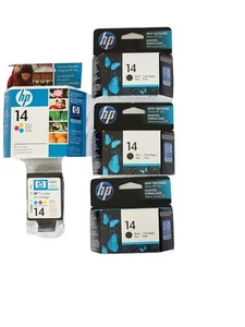 Lote 2 cartuchos de tinta HP 14 tricolores 3 negros caducados 2009-2011 - Imagen 1 de 15