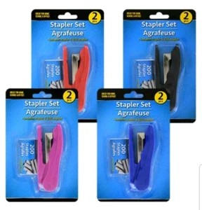 Jot Hefter Set mit 200 Heftklammern rot, rosa, blau, schwarz ~ Auswahl - Bild 1 von 2
