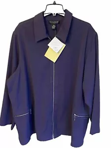 NEW Dialogue QVC Women's 28W Purple Jacket Blazer Full Zip Pockets Collar NWT - Picture 1 of 6