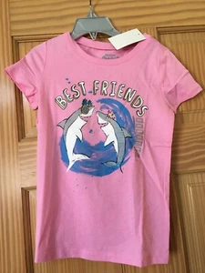NWT OshKosh Shark Tee Shirt Top Girls Short Sleeve Pink many sizes "Best Friend" - Picture 1 of 1