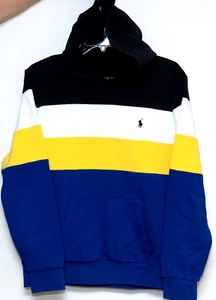 POLO RALPH LAUREN GORGEOUS BOY FASHION CASUAL COLORBLOCK HOODIE L 14-16 BLUE $75 - Picture 1 of 3