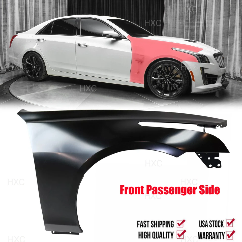 Fender Assembly For 2014-2019 Cadillac CTS Front Passenger Side Primed Black - Image 1 of 4